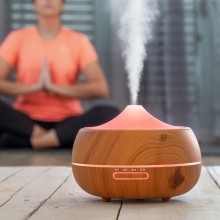 Humidificador difusor de aroma LED con efecto de madera