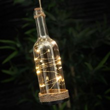 Botella de Vidrio Decorativa con Luz LED