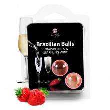 Strawberry and Champagne Lubricant Brazilian Balls - Pack of 2