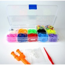 Organizer with 600 Rubber Bands + Accessories for Rainbow Loom Bracelets