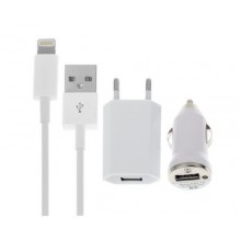 Kit 3 em 1 Carregador Tomada e Isqueiro Iphone 5 5S 6 6S Ipad e Ipod